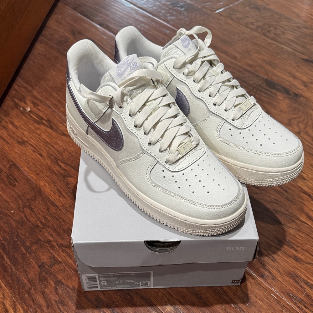 Nike Cream and Silver Air Force 1 Sneakers